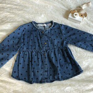 Zara Polka Dot Chambray Top (Size 2-3Y)